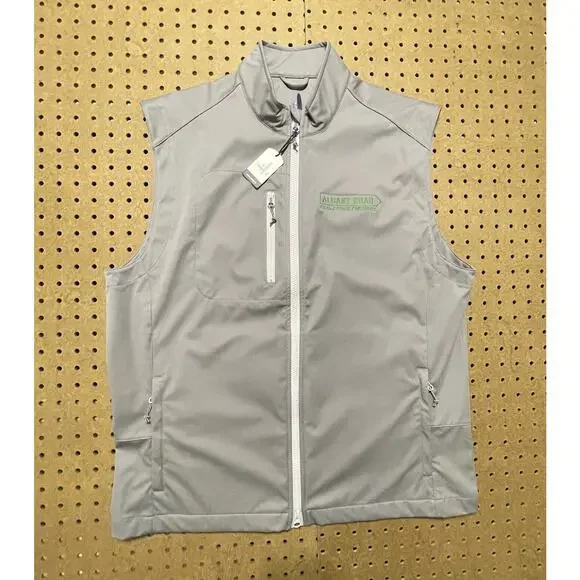 NWT Johnnie-O Golf Performance Full Zip Softshell Crest Vest Gray Large Men $145